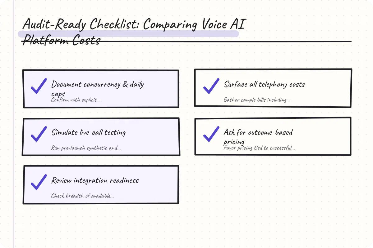 Checklist for auditing and cross-examining vendor pricing models.
