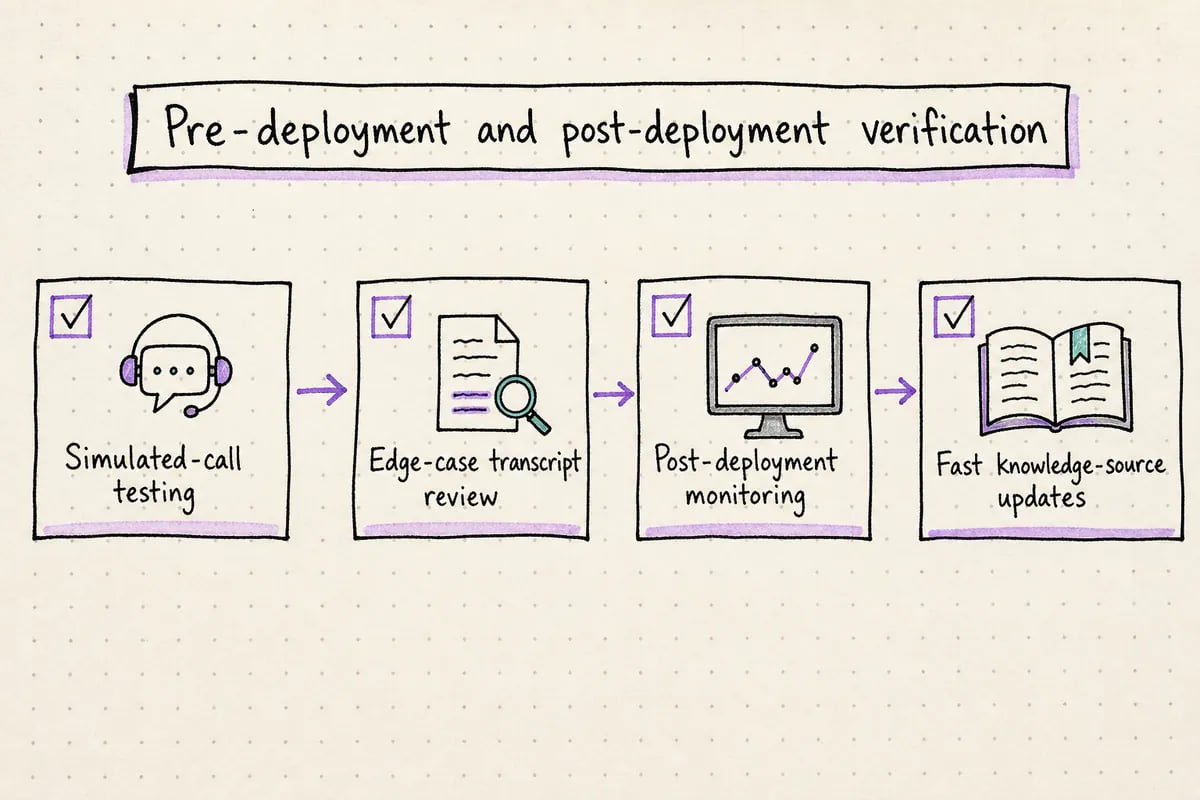Checklist of testing and monitoring steps for contact center automation before and after go-live