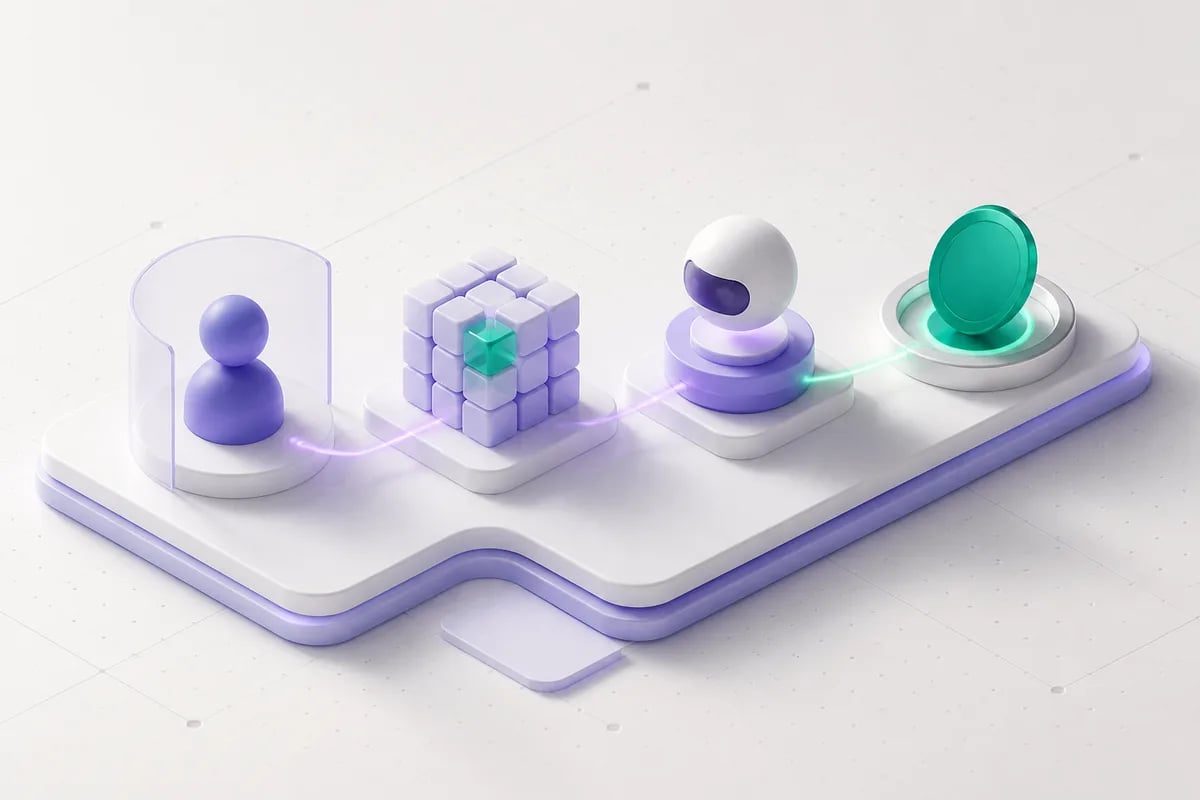 Isometric 3D editorial illustration for A Sierra AI Alternative You Can Launch Yourself