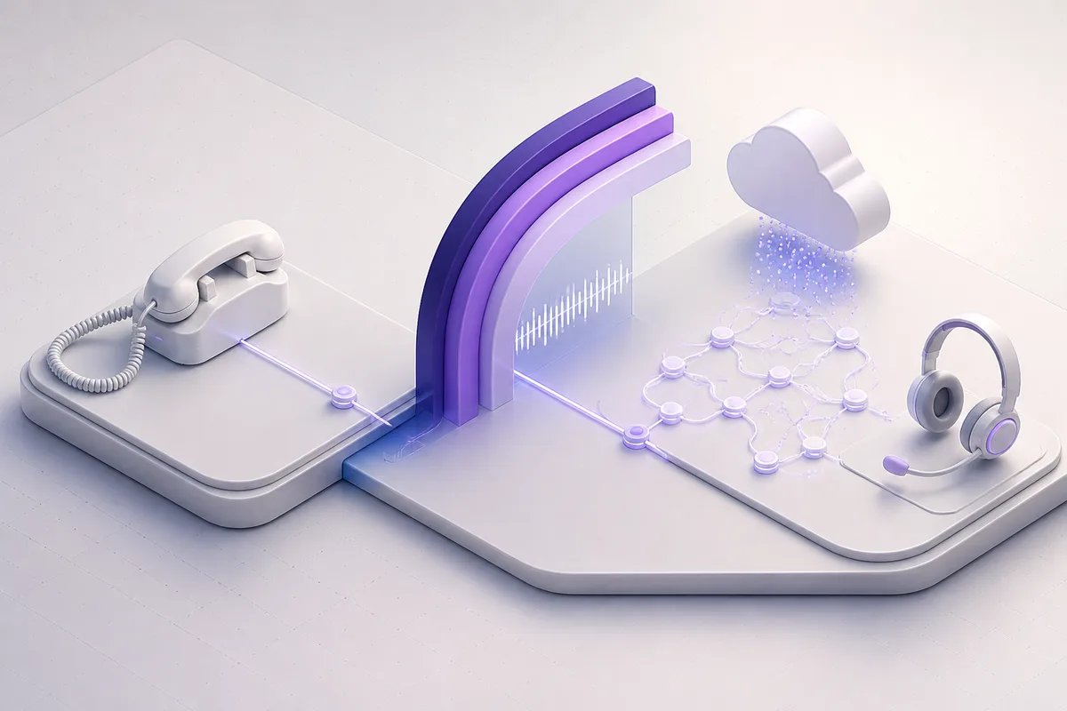 Isometric 3D editorial illustration for Acceptable Latency for VoIP