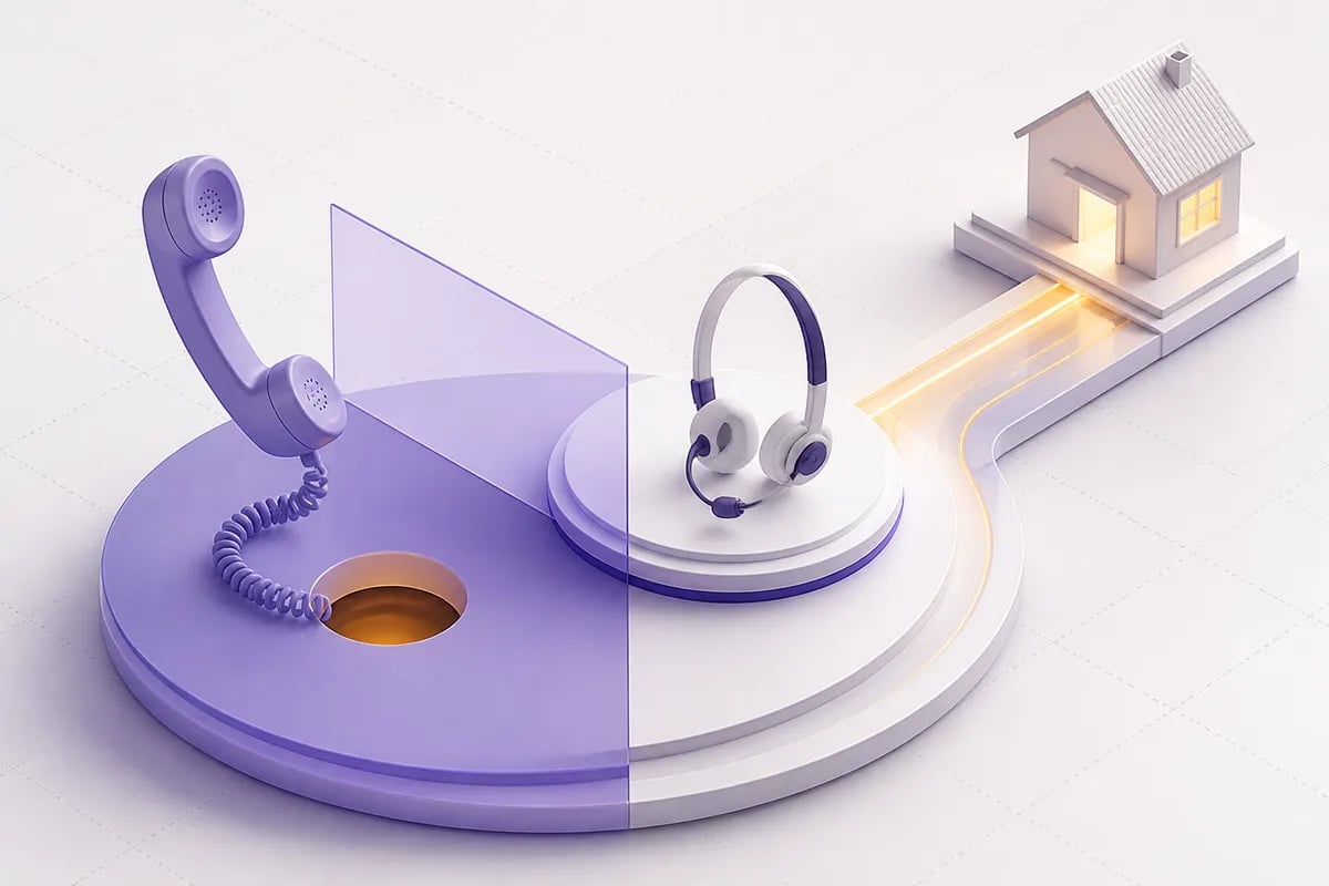 Isometric 3D editorial illustration for Why Home Services Businesses Lose Nearly Half Their Calls