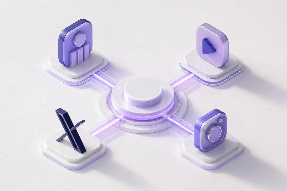 Isometric 3D editorial illustration for Where to Find Persistence: Our Social Channels