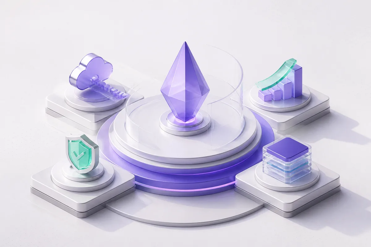 Isometric 3D editorial illustration for Persistence in 2026: Everything We Shipped