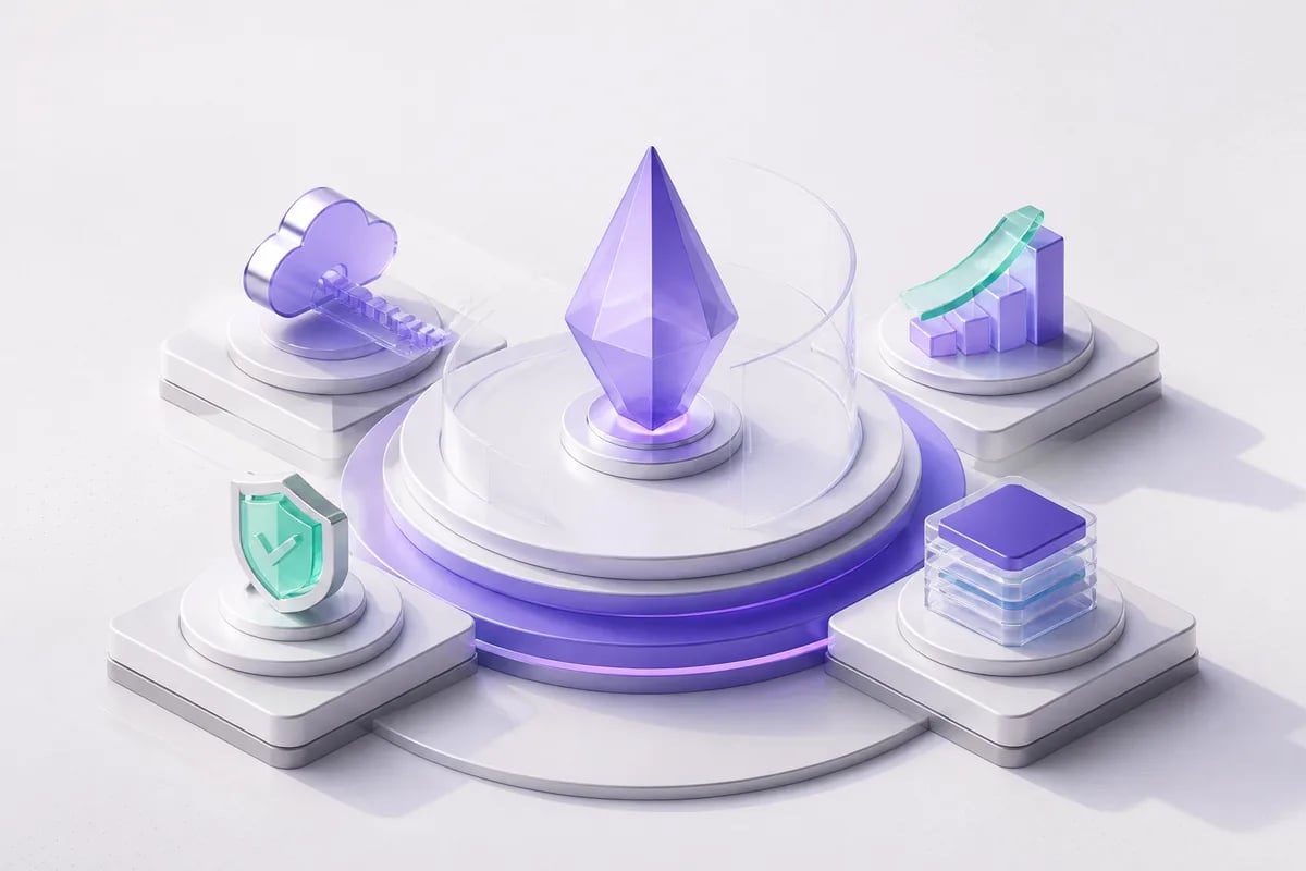 Isometric 3D editorial illustration for Persistence in 2026: Everything We Shipped