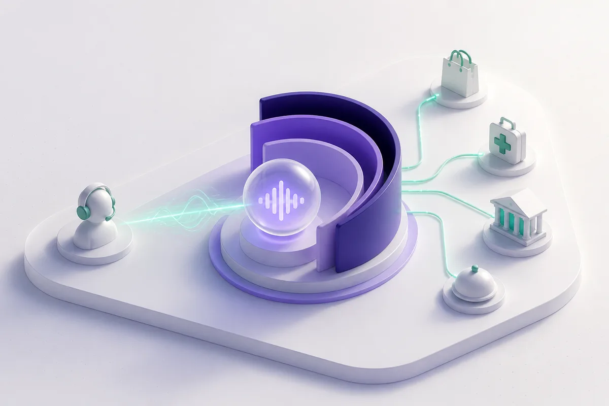 Isometric 3D editorial illustration for Persistence AI: what it is and how it works