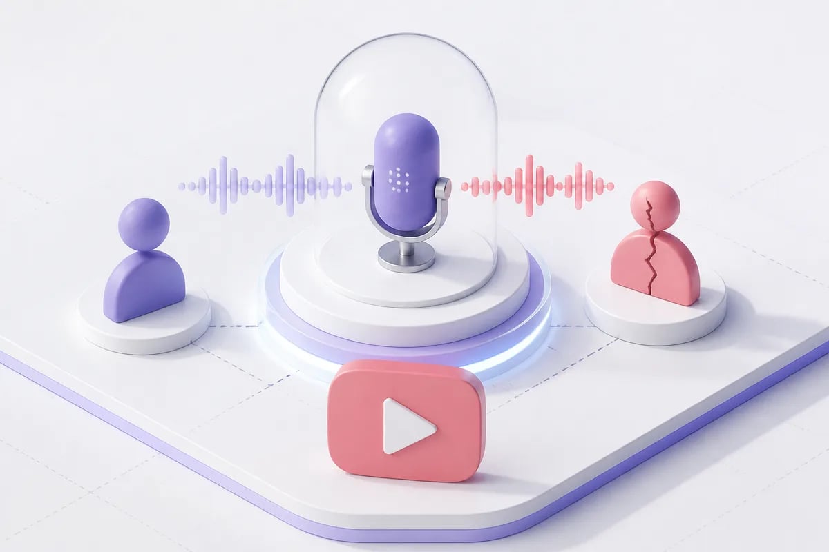 Isometric 3D editorial illustration for What We Publish on YouTube