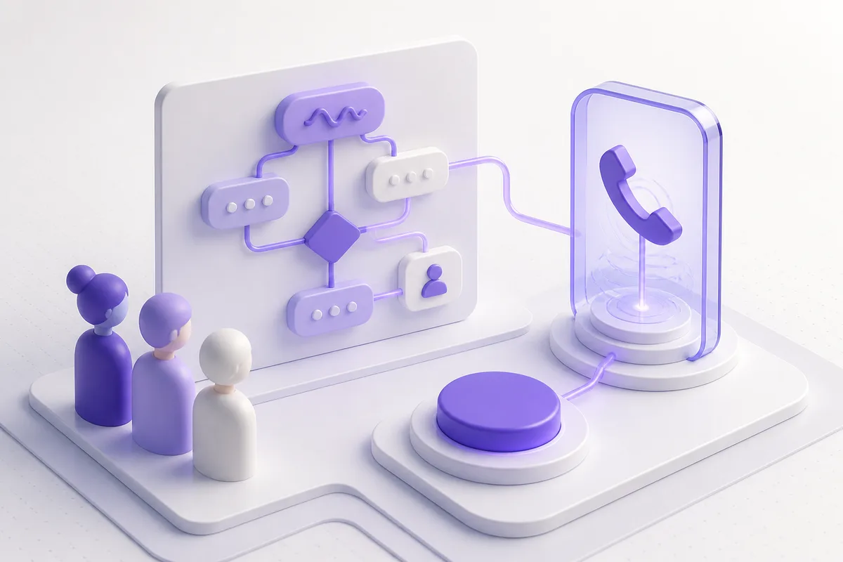 Isometric 3D editorial illustration for The Best Vapi Alternative for Teams Without Engineers