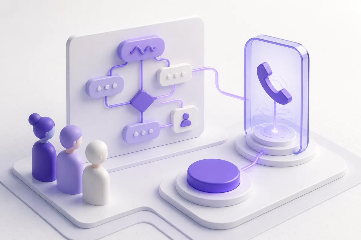 Isometric 3D editorial illustration for The Best Vapi Alternative for Teams Without Engineers