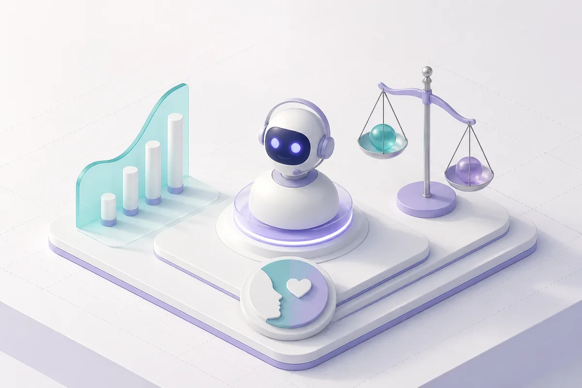 Isometric 3D editorial illustration for Upfirst AI Receptionist: Pricing, Features, and Whether It's Worth It