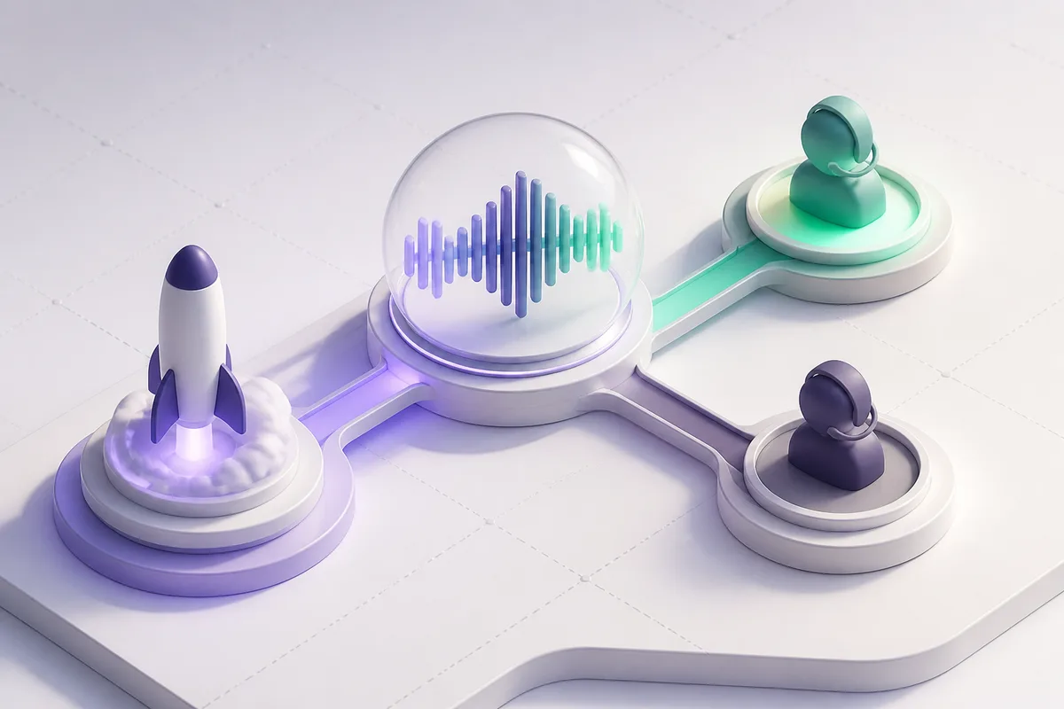 Isometric 3D editorial illustration for What to Monitor After Your Voice Agent Goes Live
