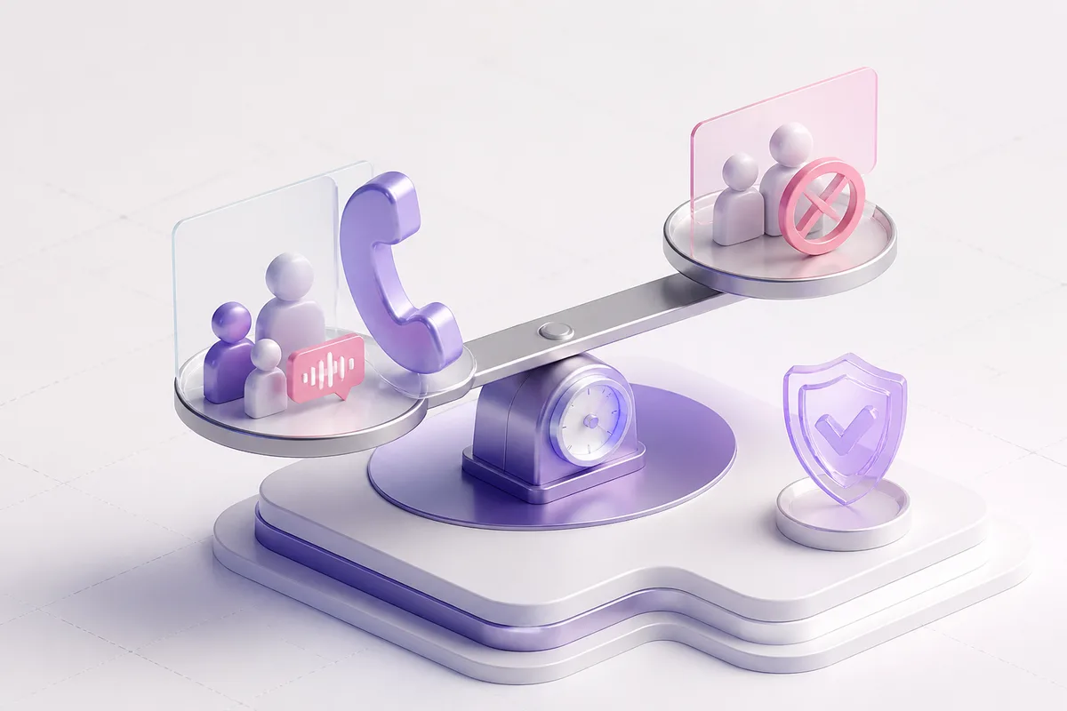 Isometric 3D editorial illustration for What Automated Phone Calls Can (and Can't) Do