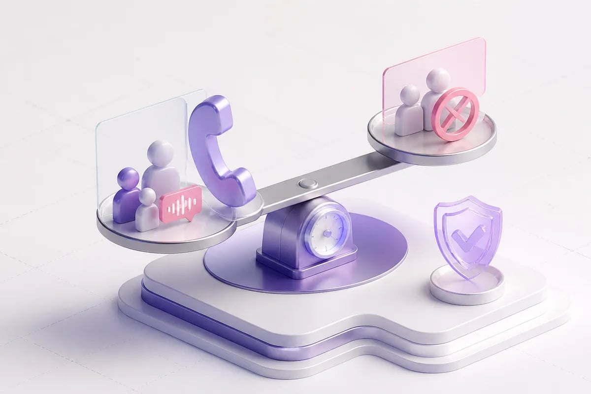 Isometric 3D editorial illustration for What Automated Phone Calls Can (and Can't) Do
