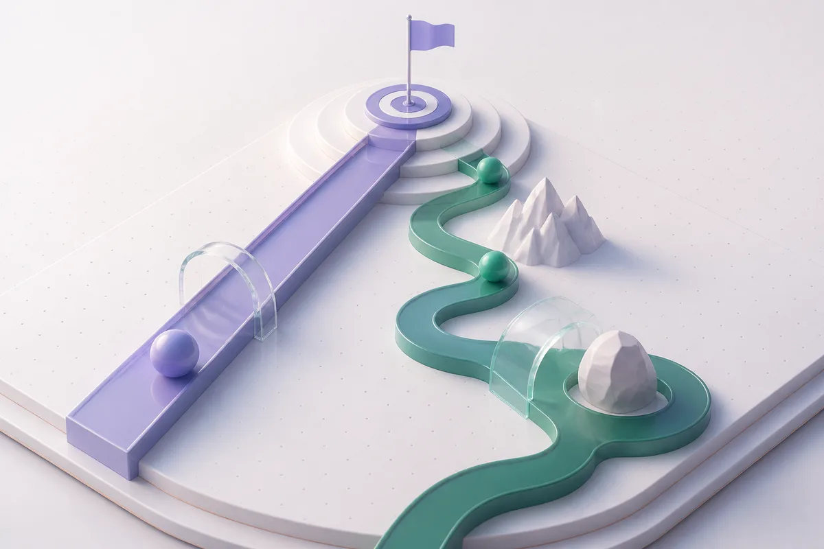 Isometric 3D editorial illustration for What Does Grit Mean? (And Why It’s More Than Just Persistence)