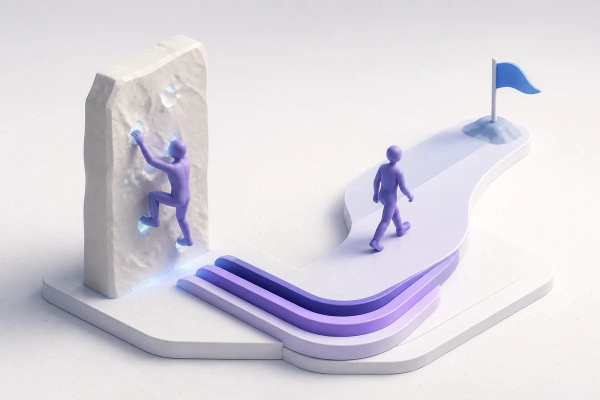 Isometric 3D editorial illustration for What Does Tenacity Mean? (And How It Differs From Persistence)