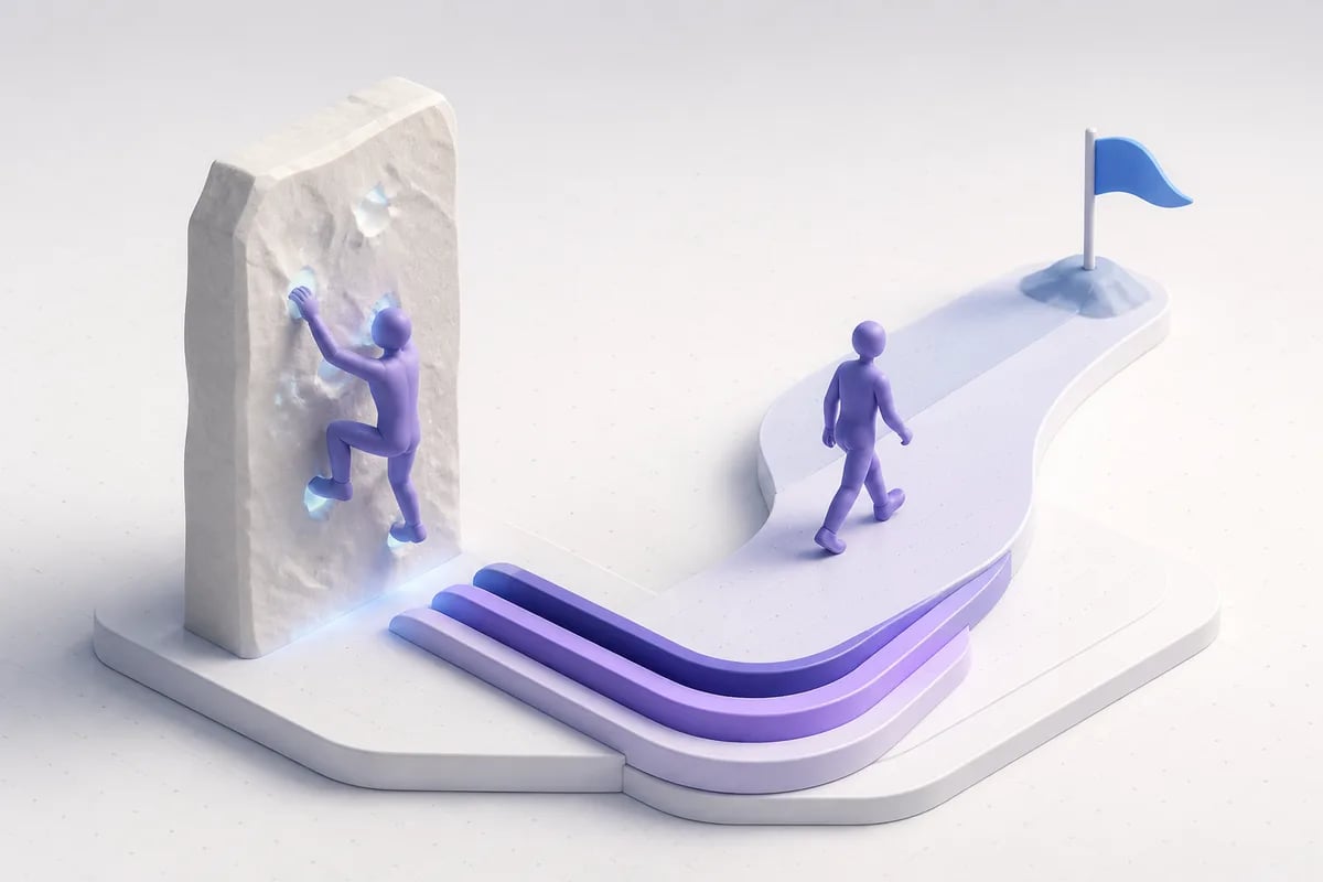 Isometric 3D editorial illustration for What Does Tenacity Mean? (And How It Differs From Persistence)