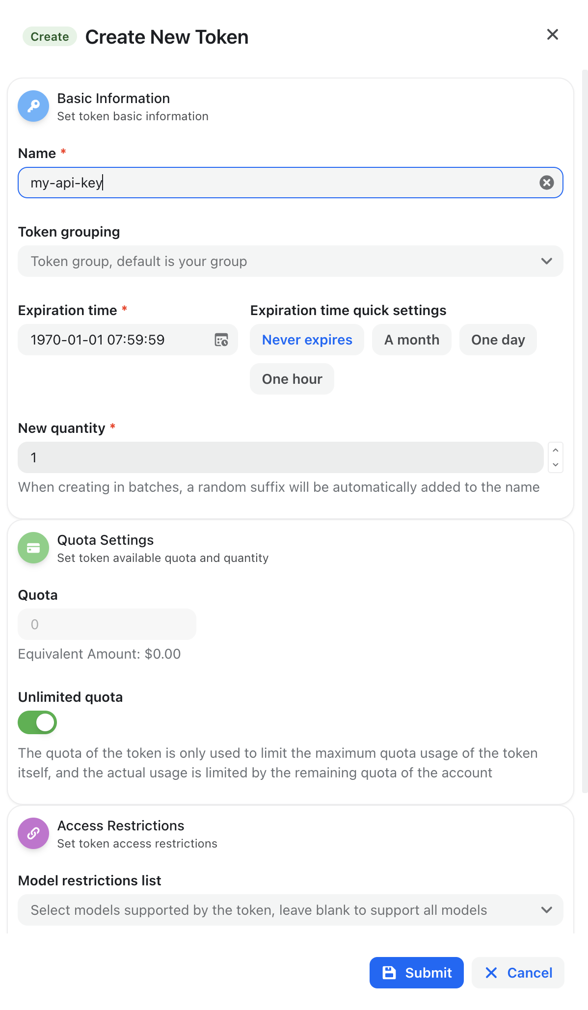 输入名称并创建密钥