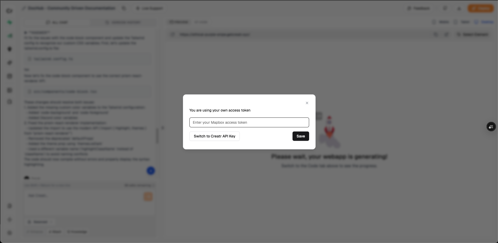 Enter Your Mapbox API Key - Light Mode