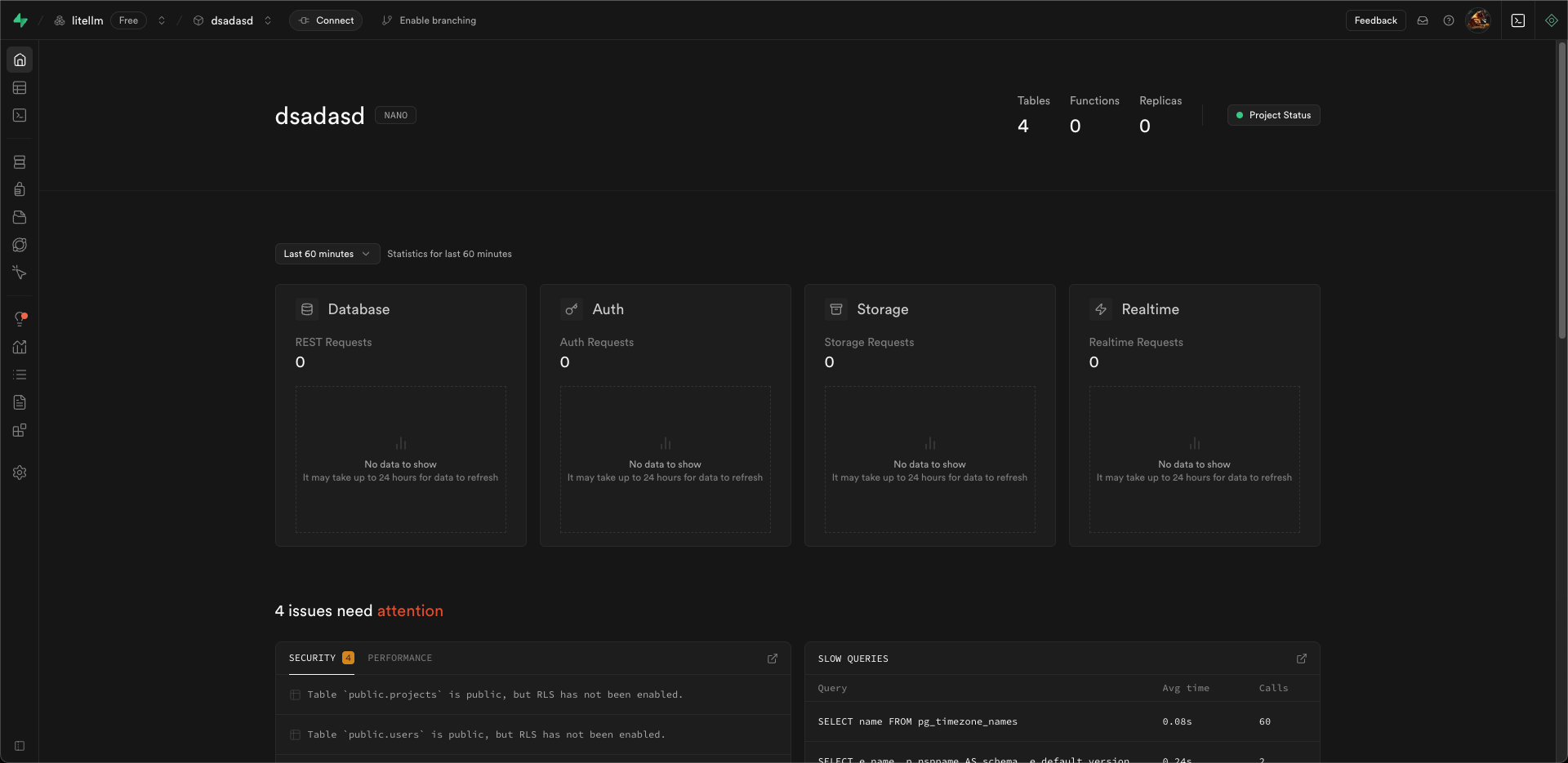 Supabase Dashboard - Light Mode