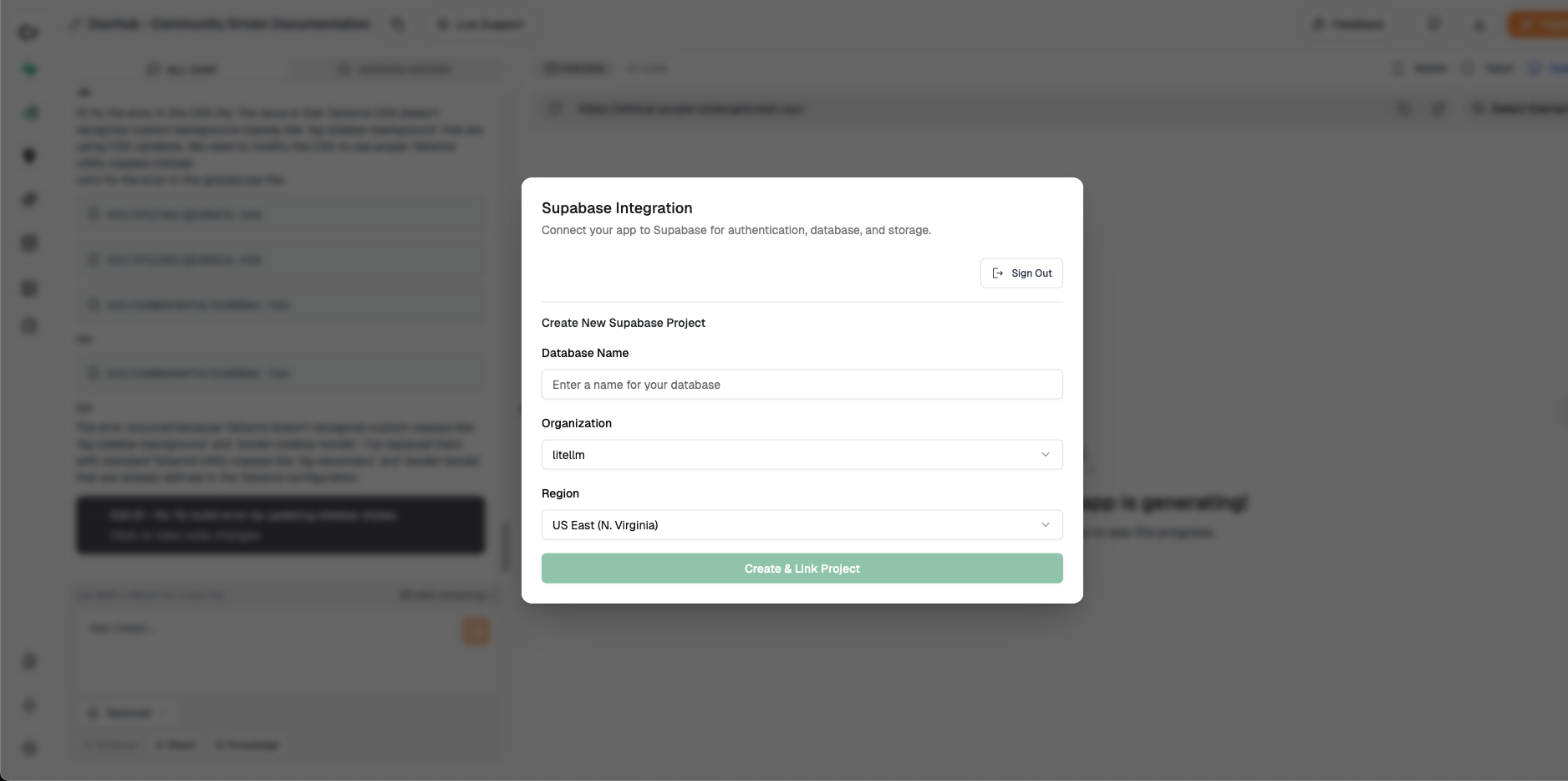 Create Supabase Project - Light Mode