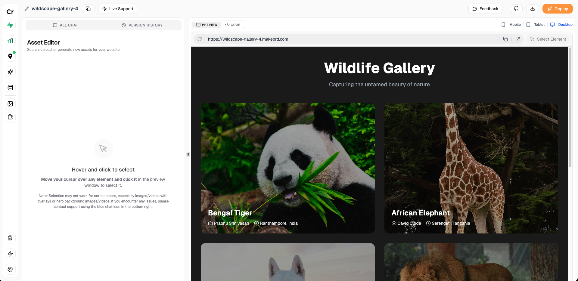 Selecting an Element - Light Mode
