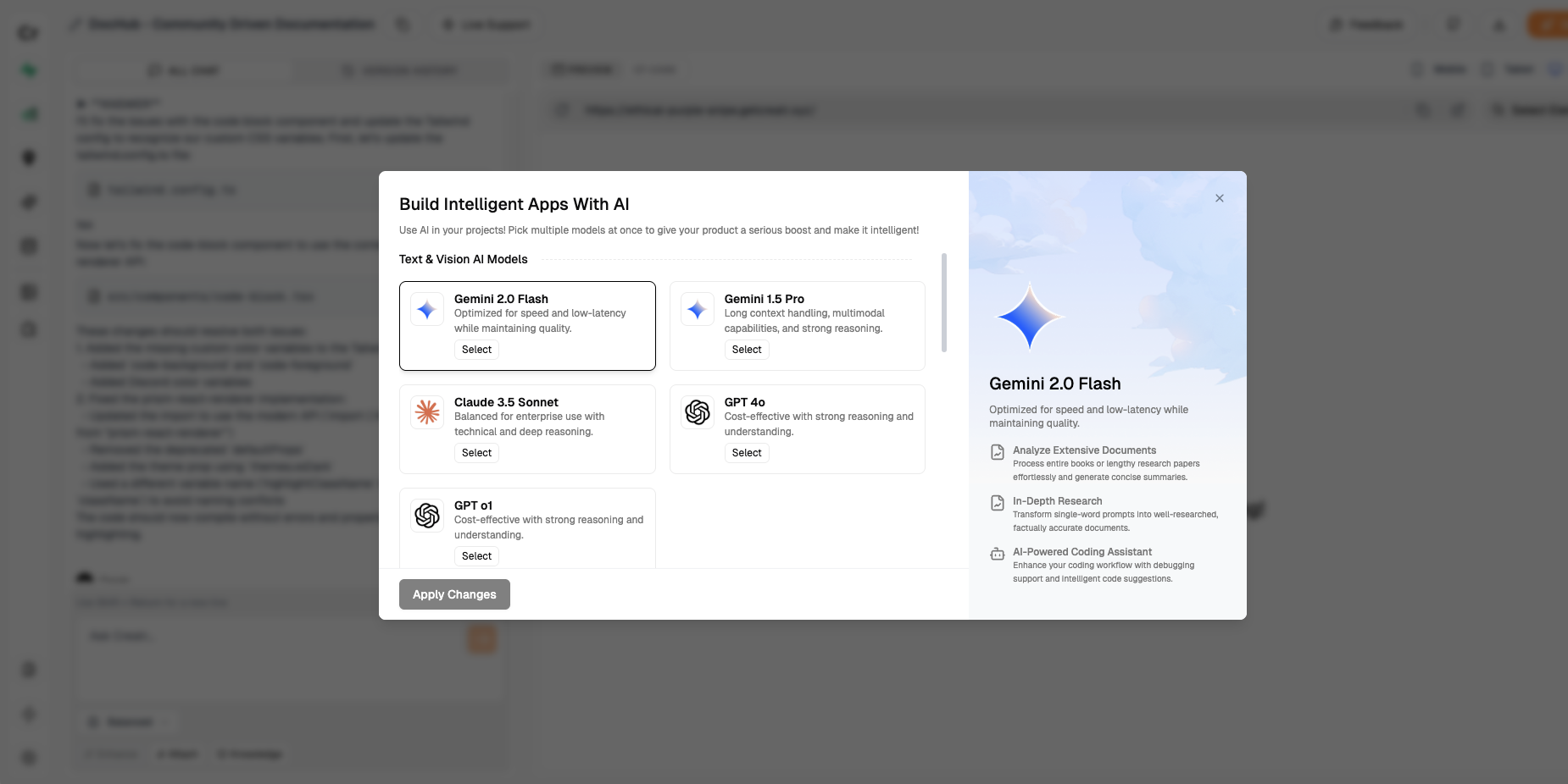 Model Selection Modal - Light Mode