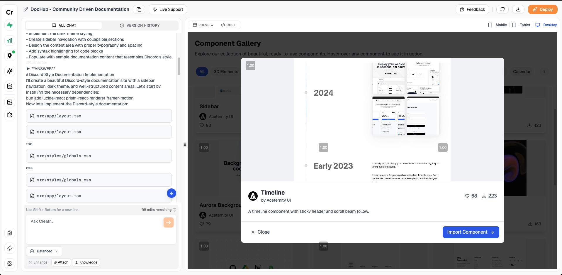 Component Import Dialog - Light Mode