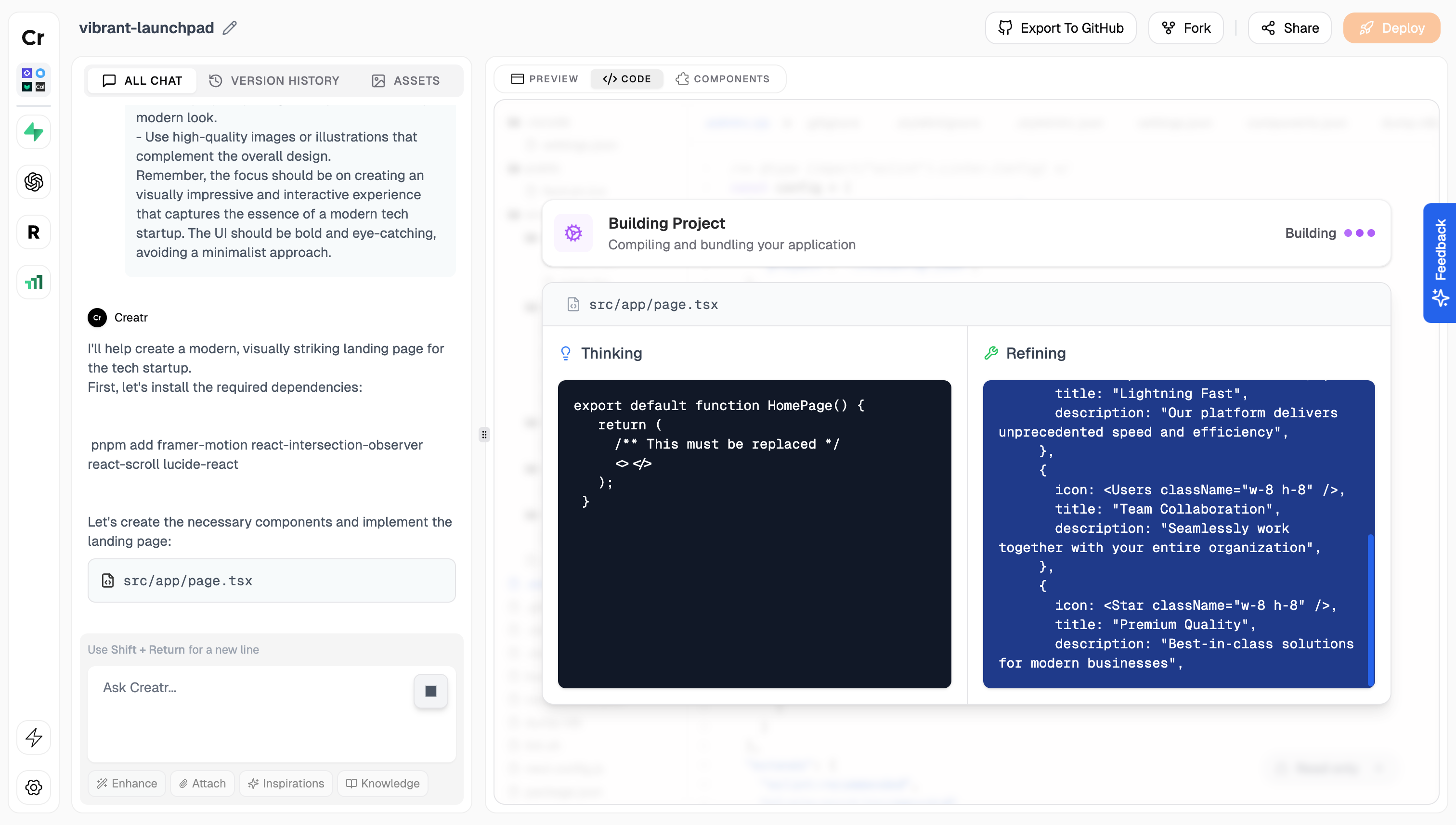 Generate Your Application - Light Mode
