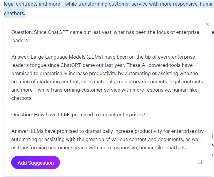 Generate QnA Example