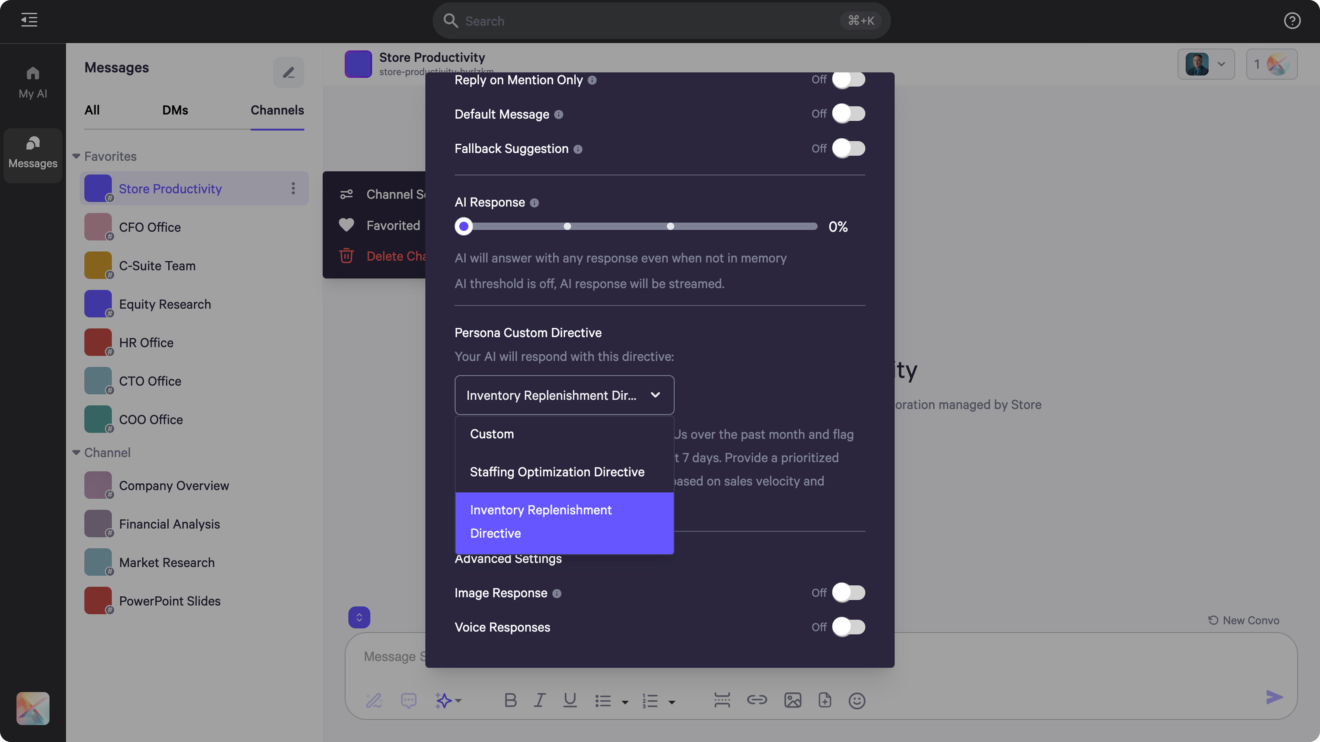 Persona Directive Setting in AI Controls