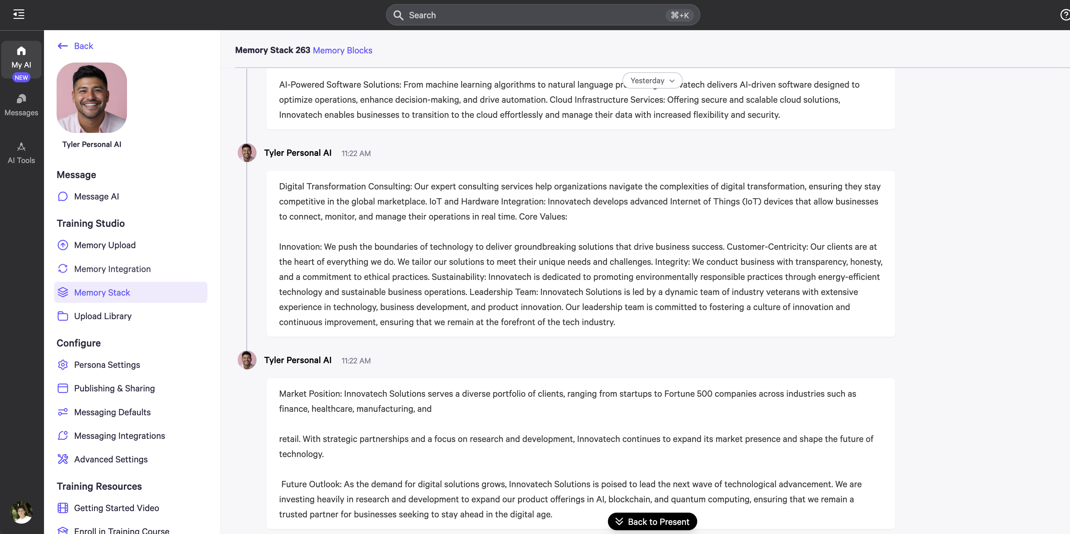 Memory Stack - Personal AI Documentation