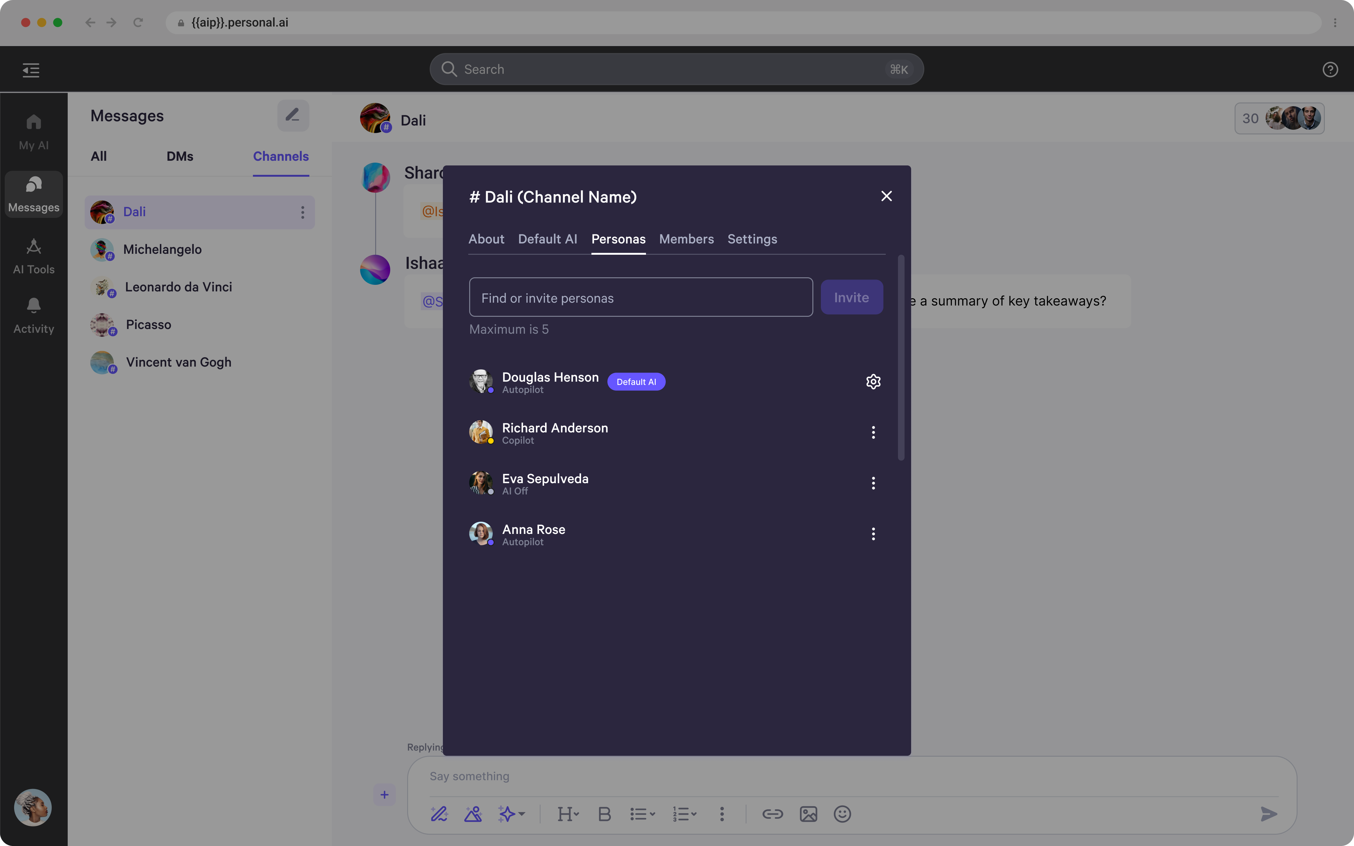 Channel Persona Setting