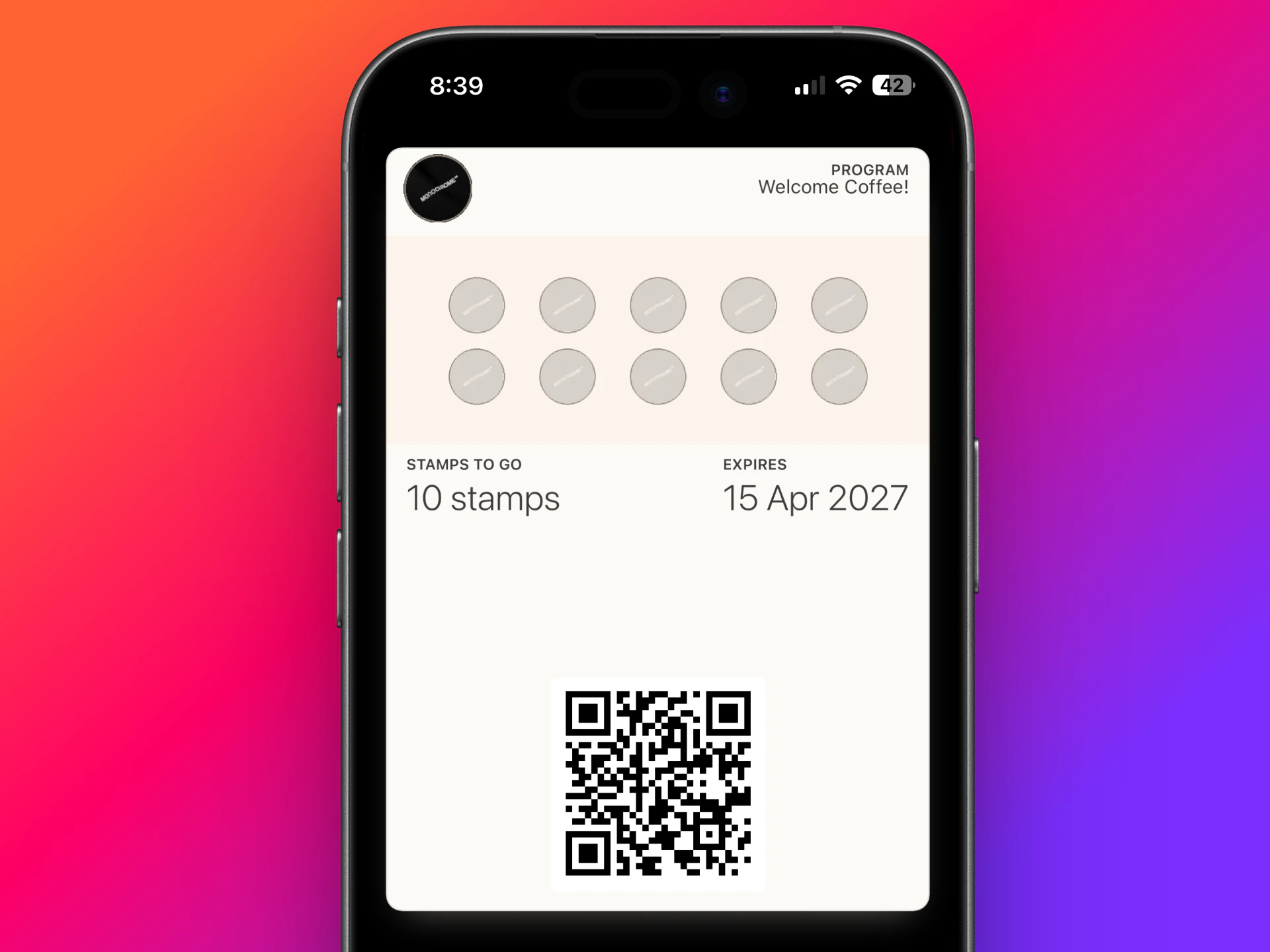 Loyalty card after being added to wallet
