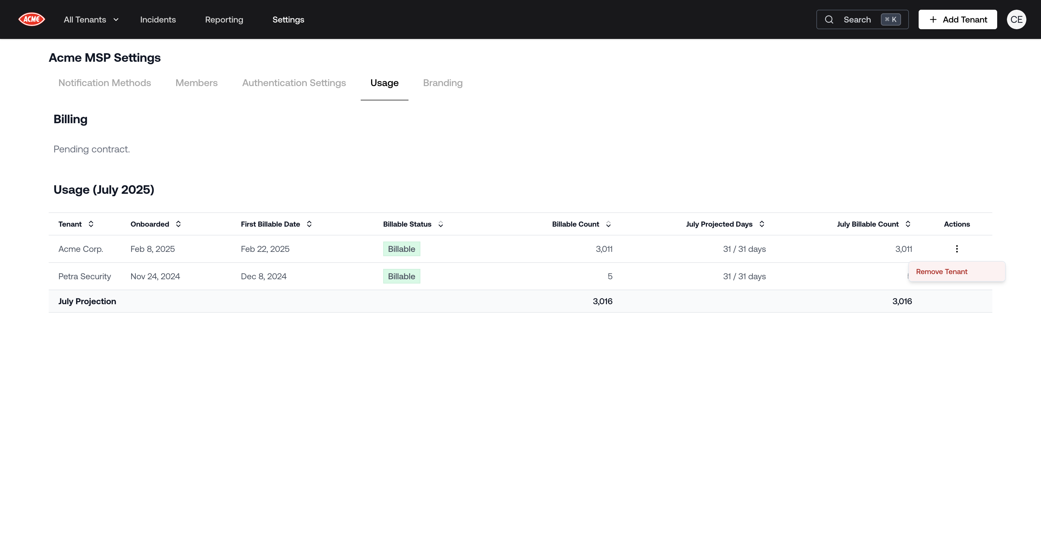 Self-serve Tenant Management