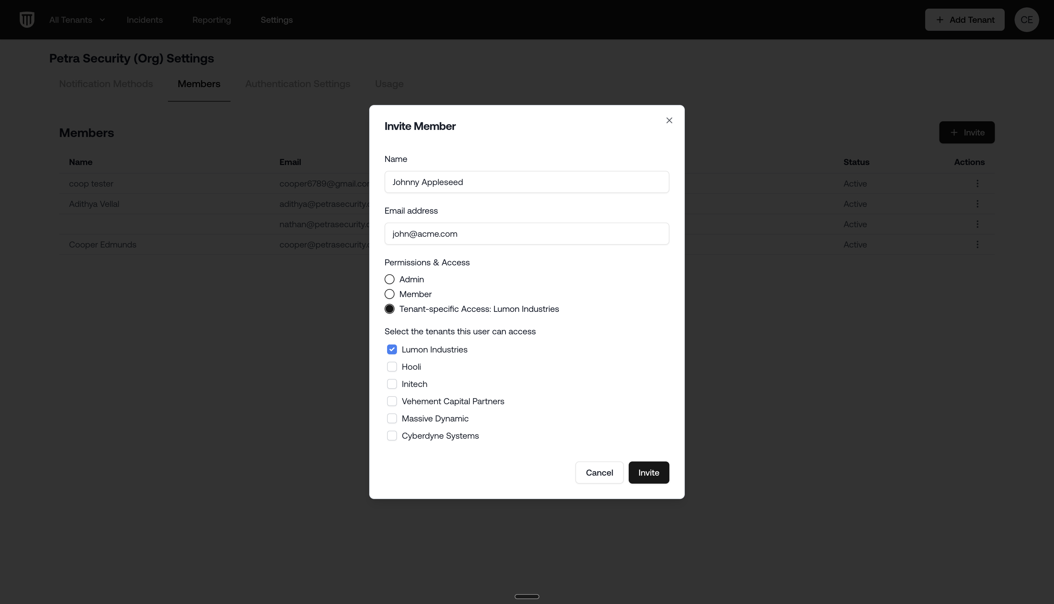 Tenant-specific access