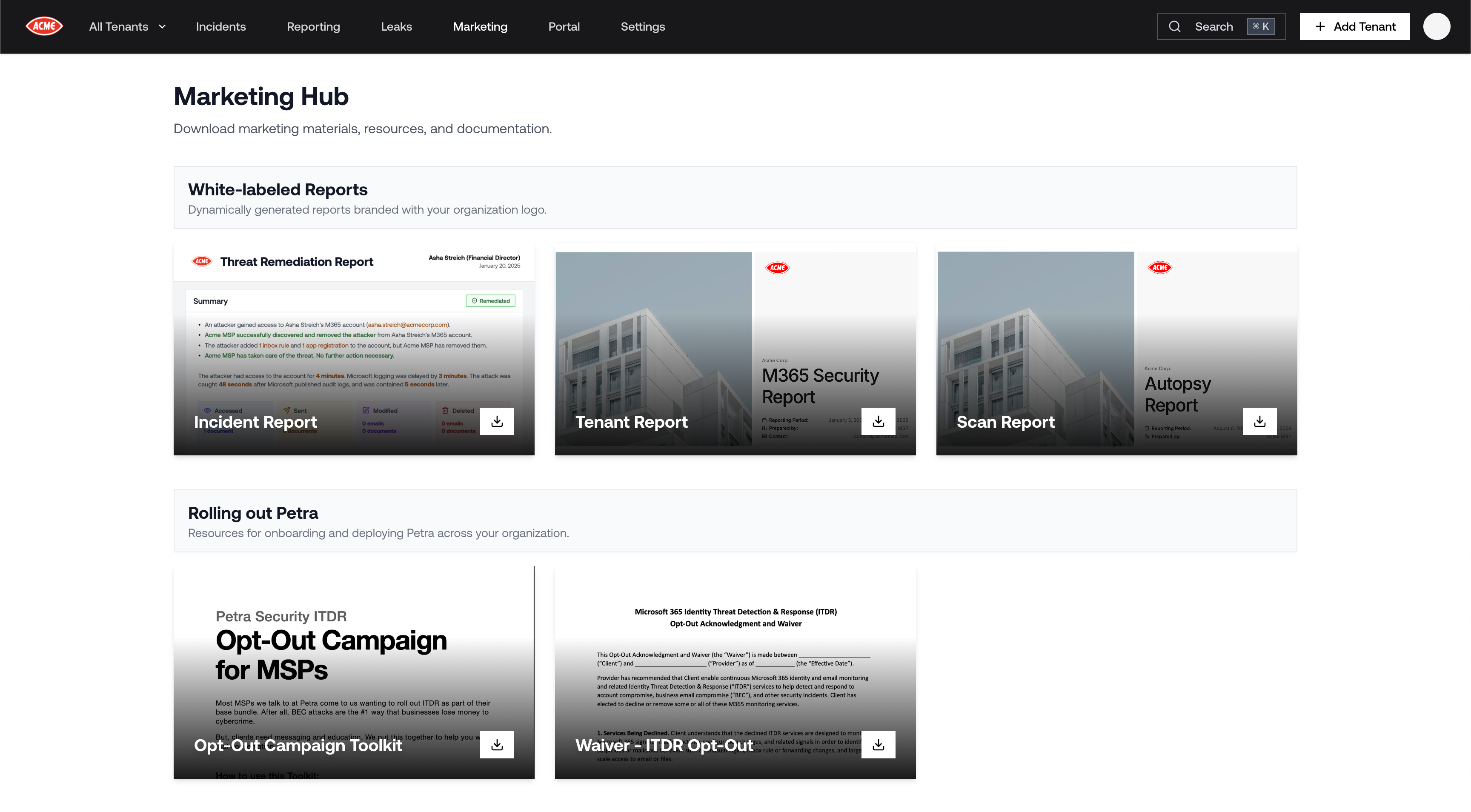 White Labeled Example Reports