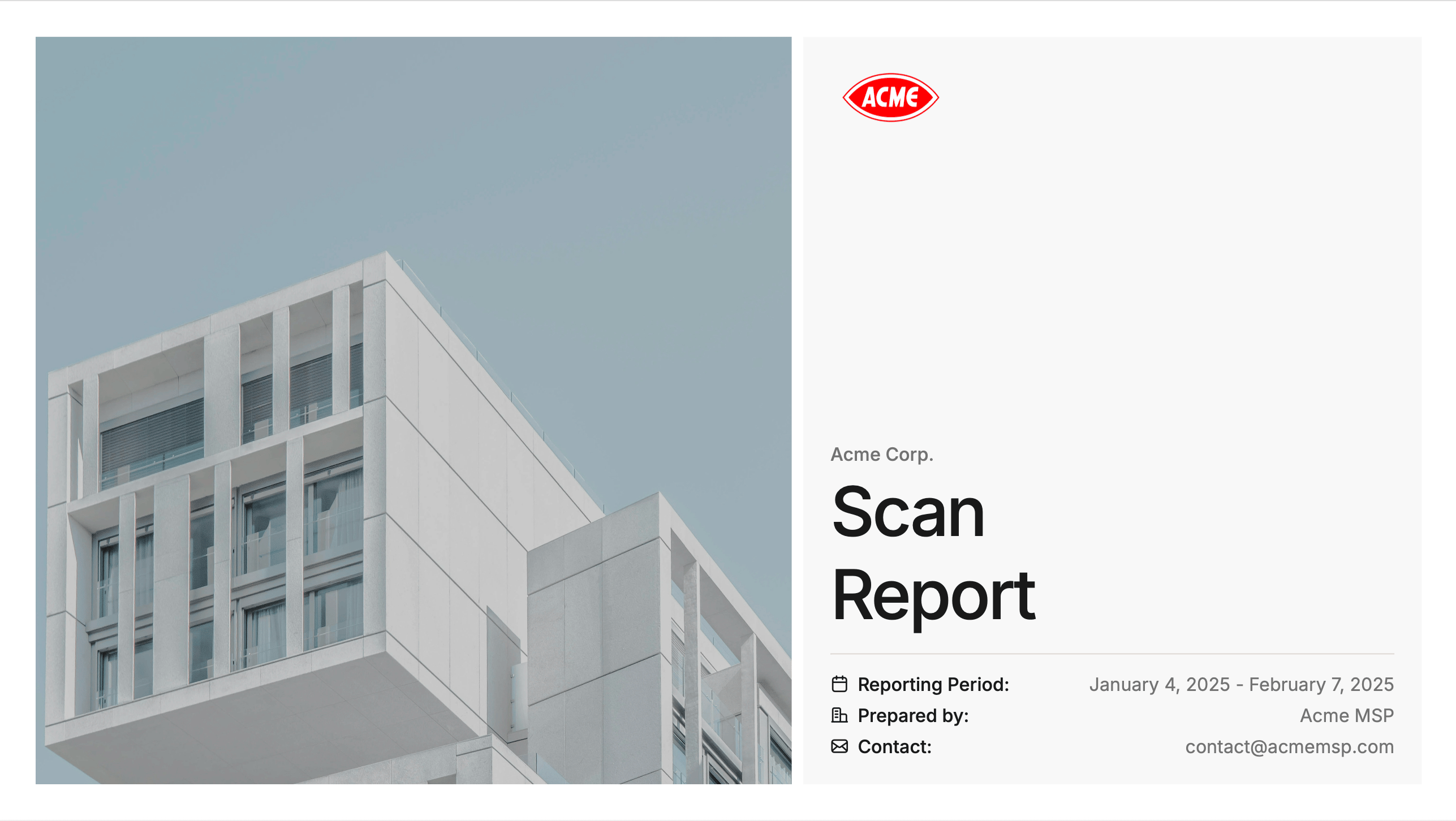 Scan Report cover page