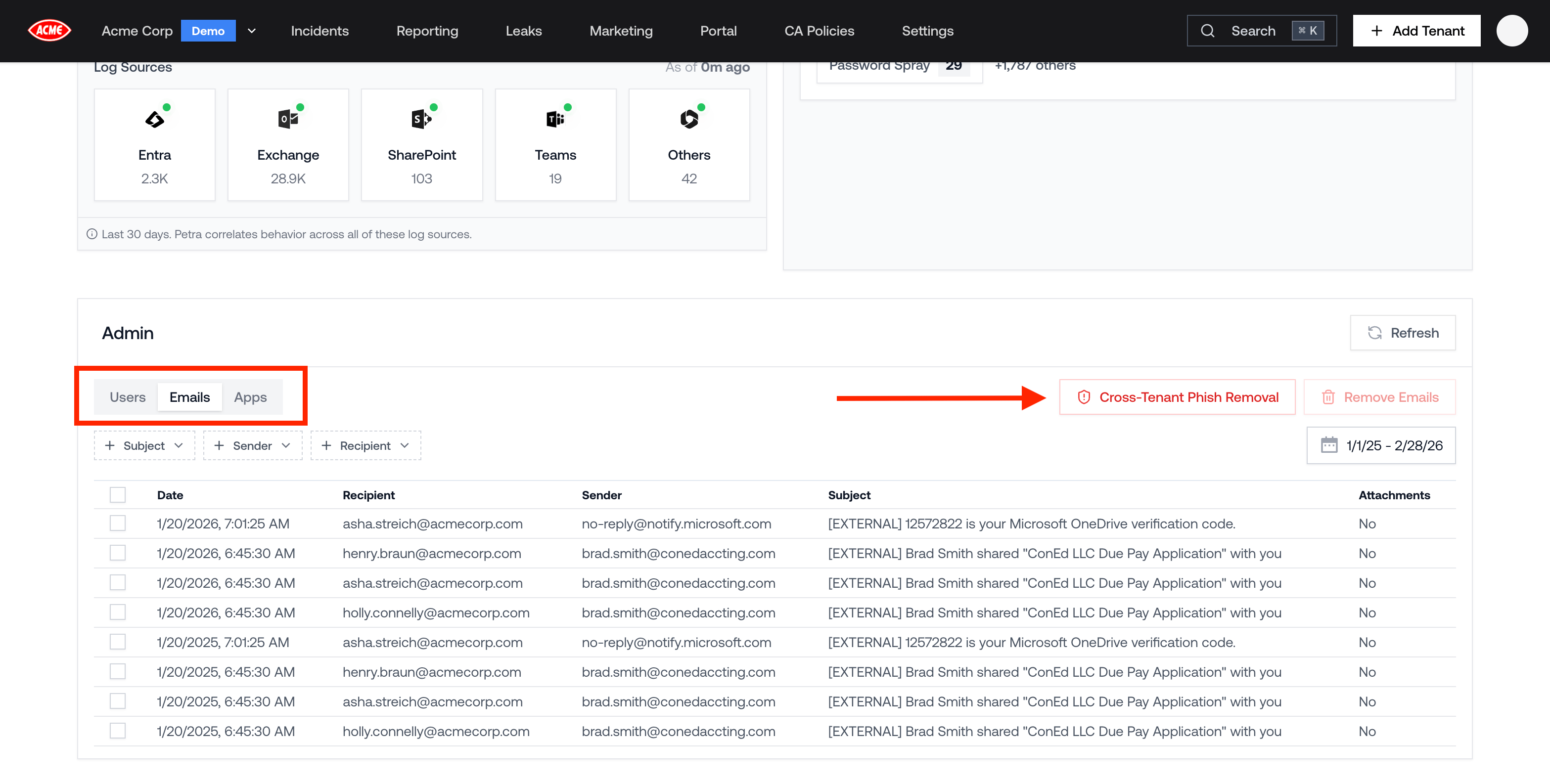 Ad Hoc Cross-Tenant Phish Removal