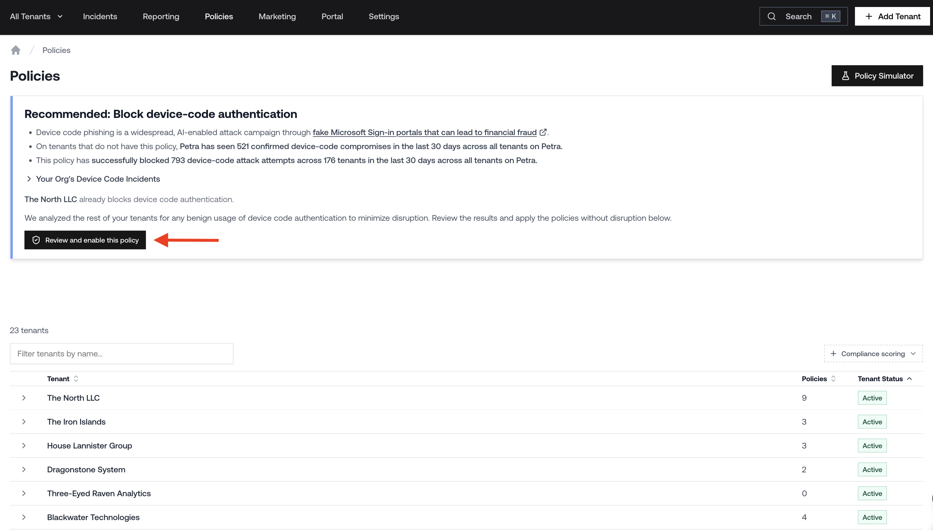 Petra Policies: Conditional Access Policy Recommendations