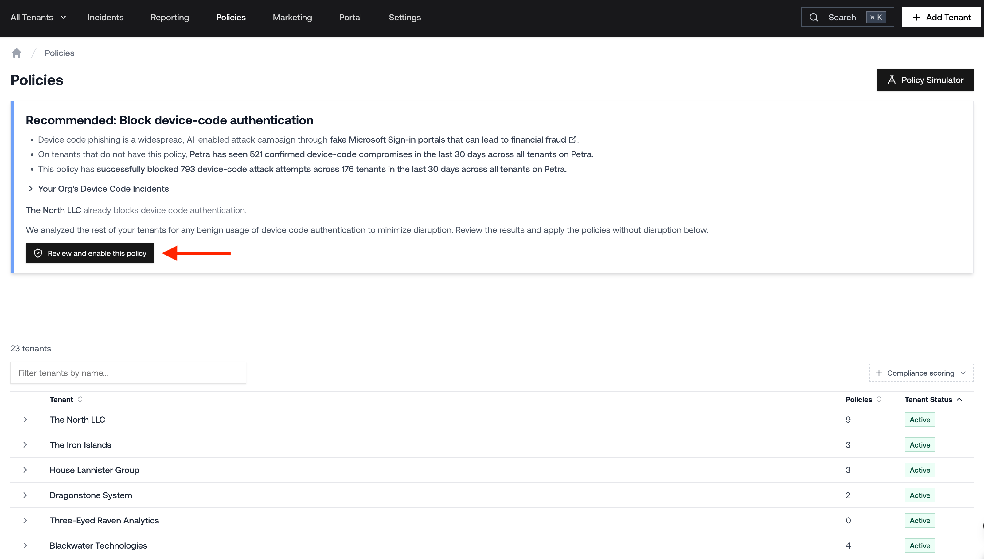 Petra Policies: Conditional Access Policy Recommendations