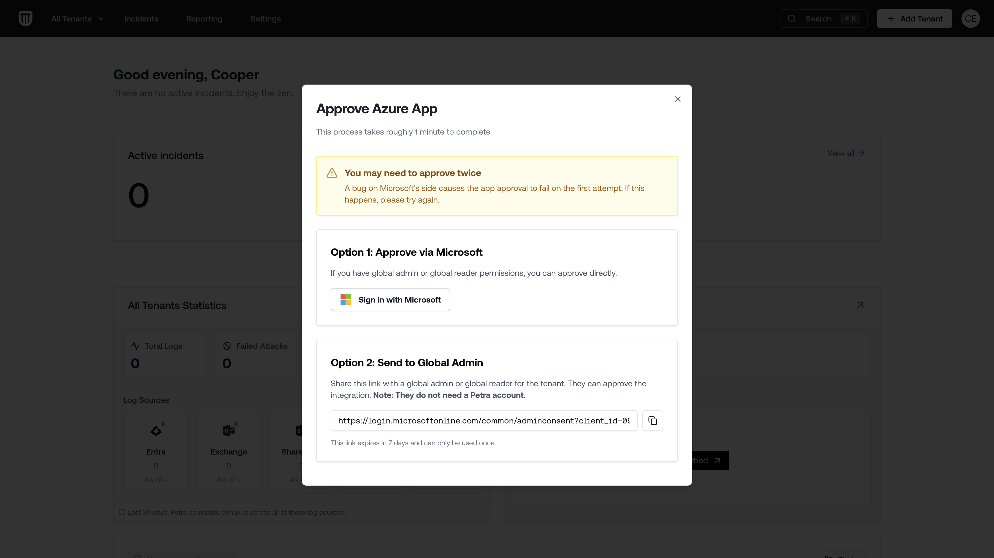 Onboard a Tenant - Petra Security Docs