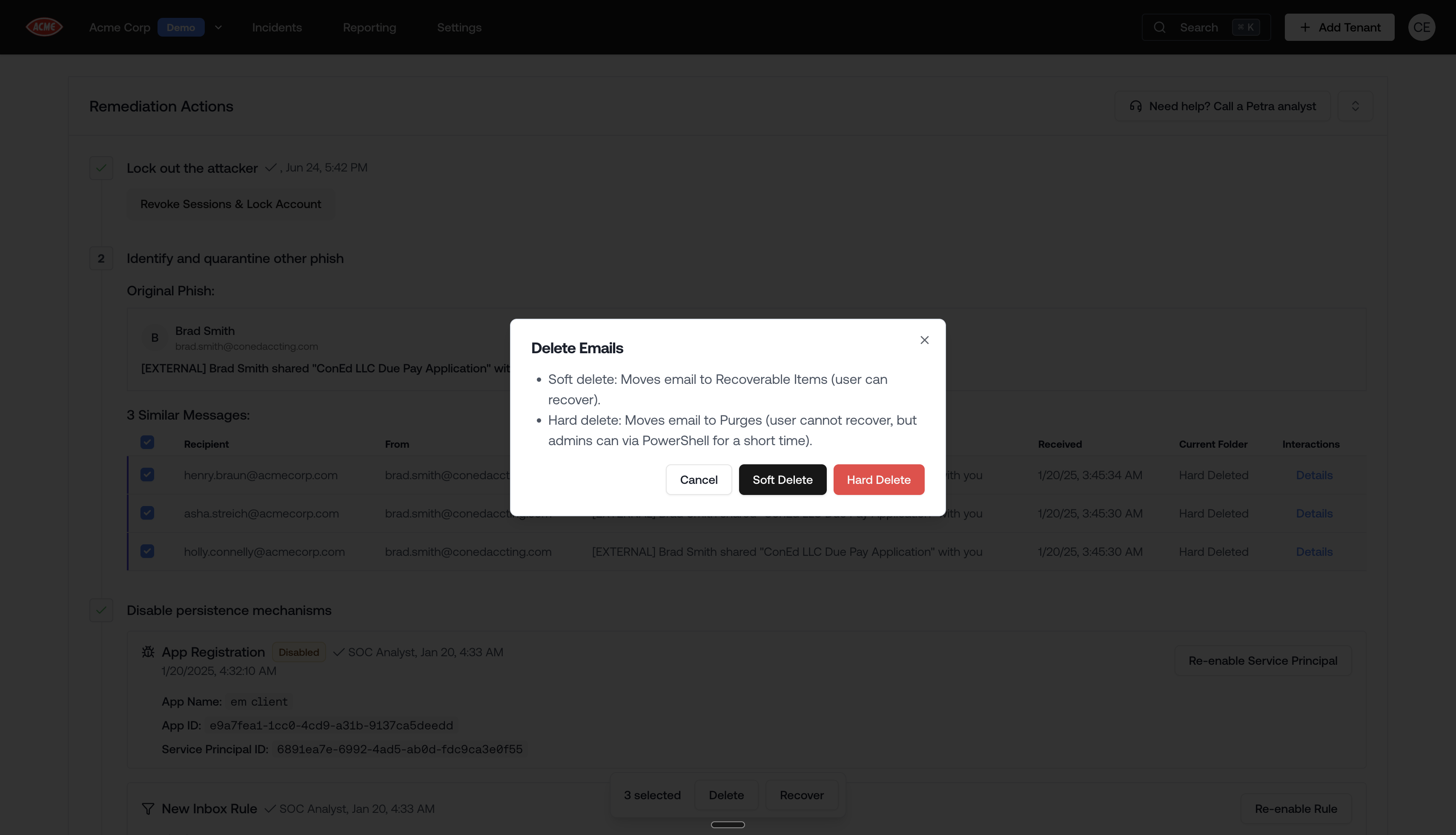 Phish Deletion Options