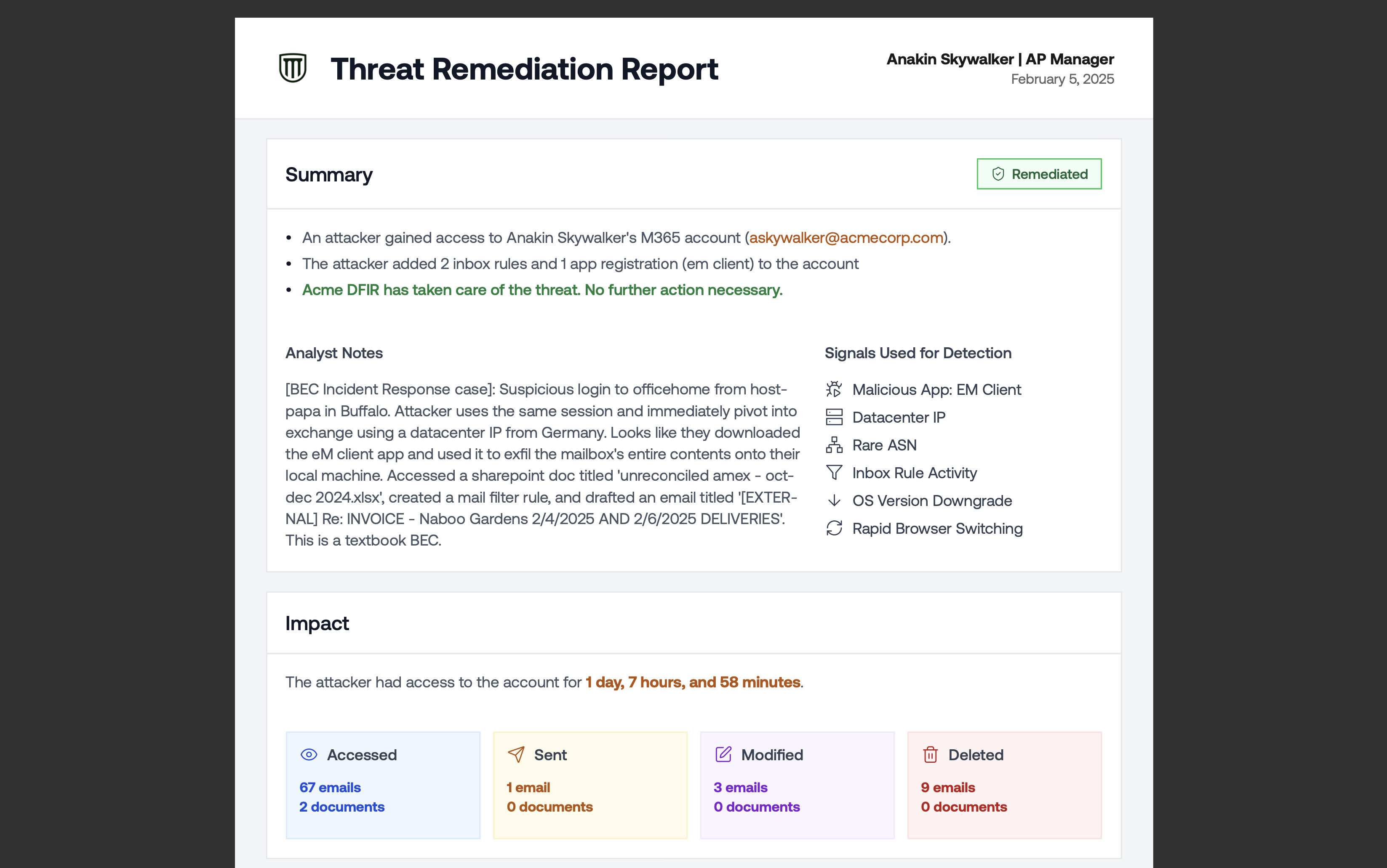 Improved White-label Threat Remediation Report