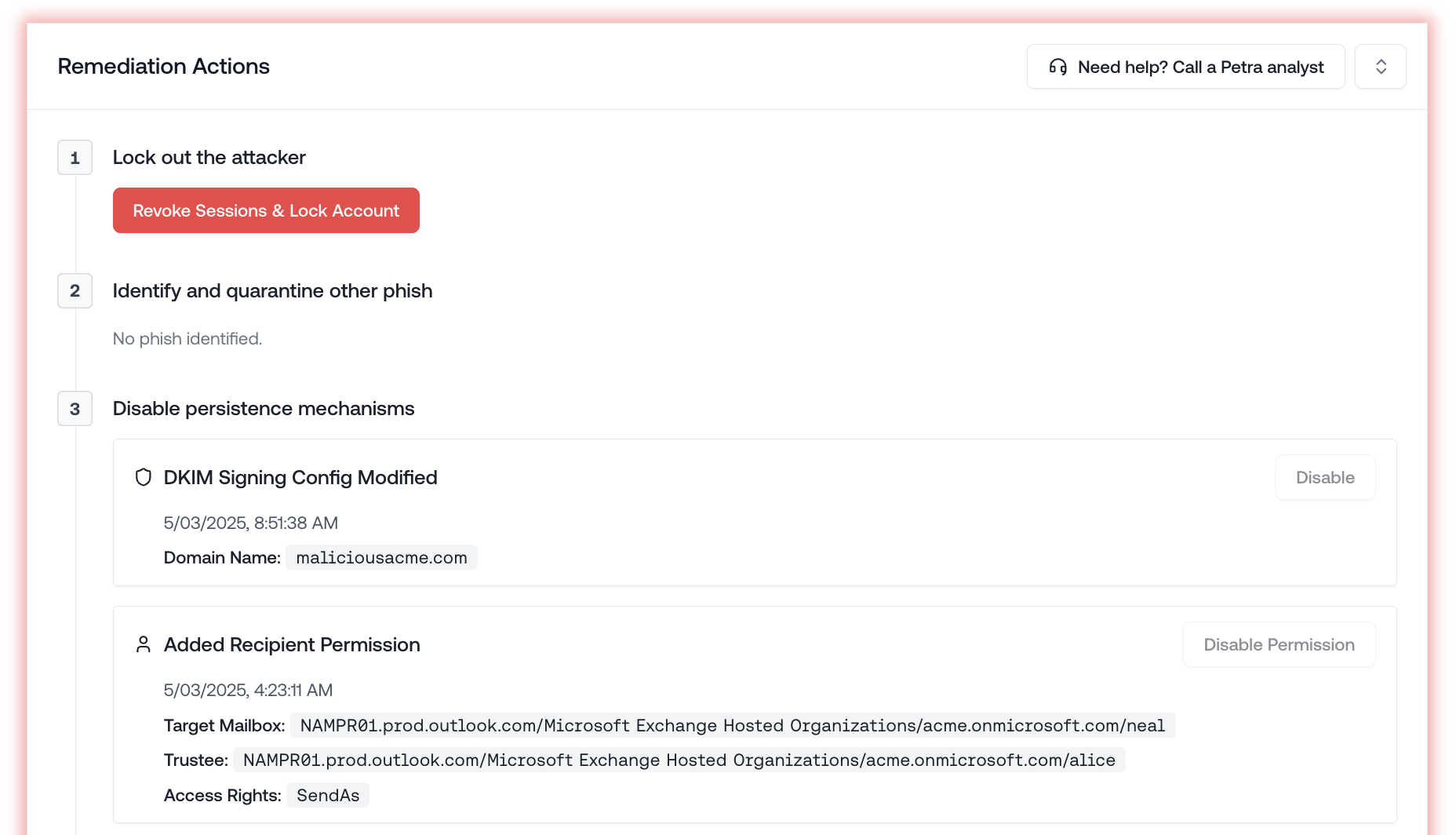 Added DKIM & Mailbox Permissions to Remediation Actions Panel