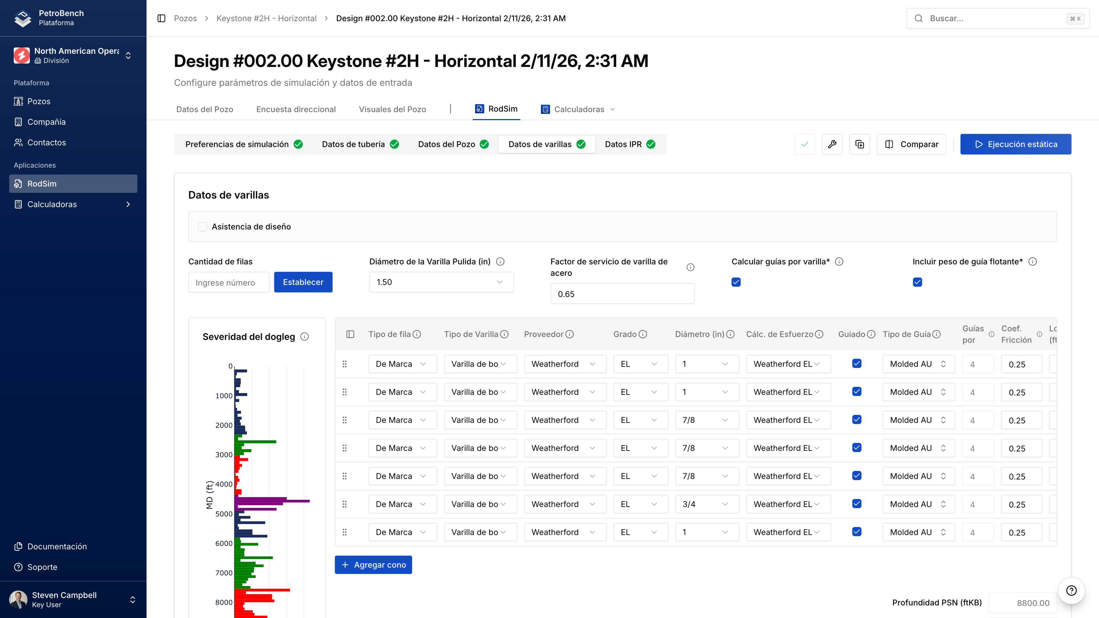 Configuracion de Varillas
