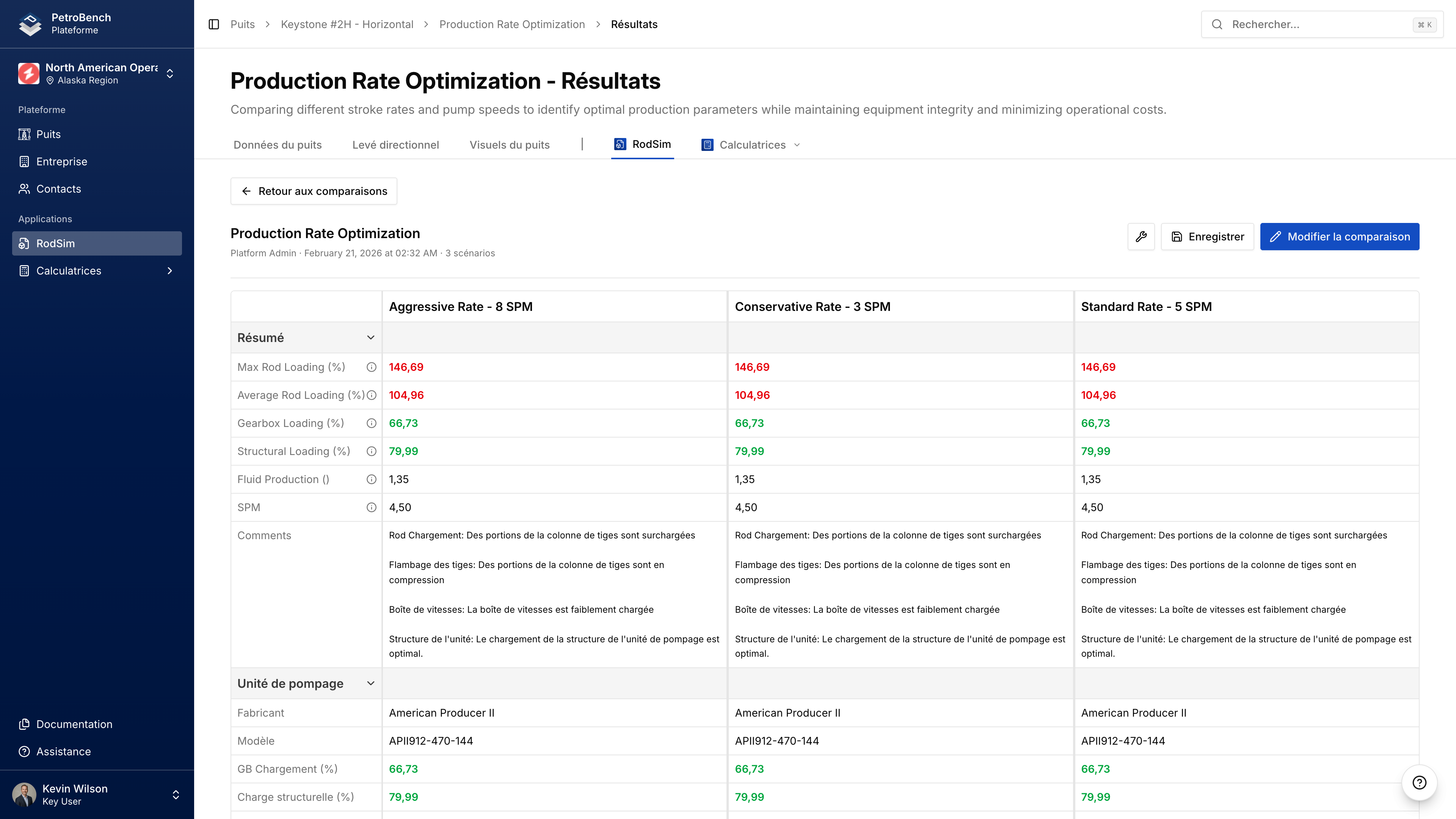 Execution de Comparaison