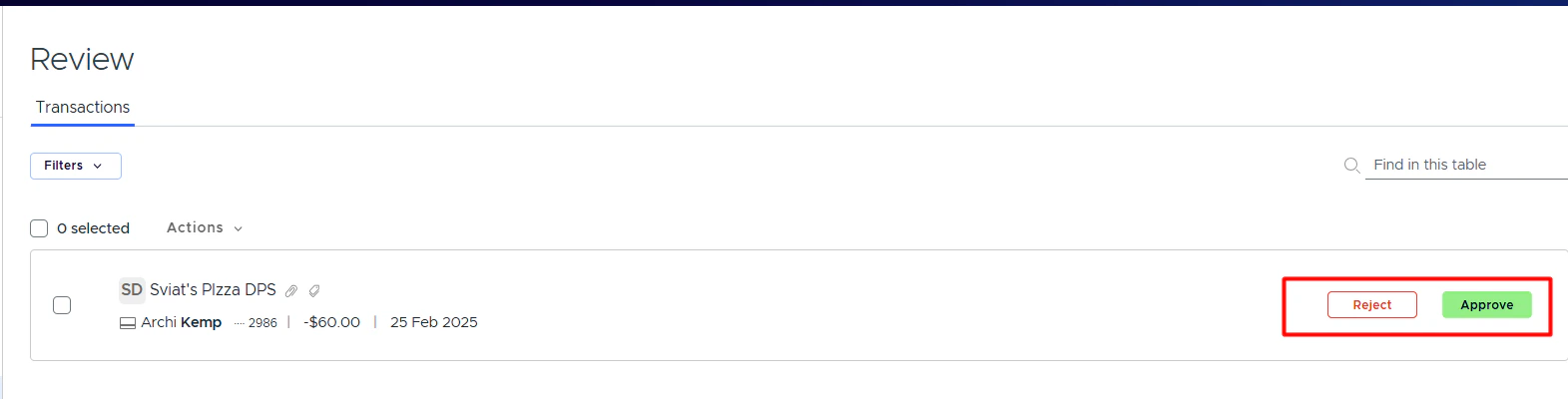 Approve and Reject buttons next to workflow items