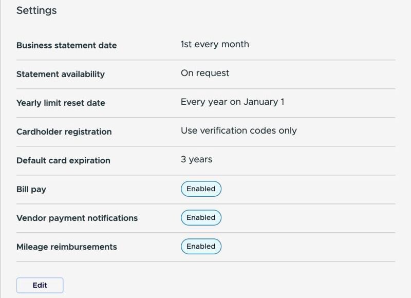 Settings section on the business settings Profile tab