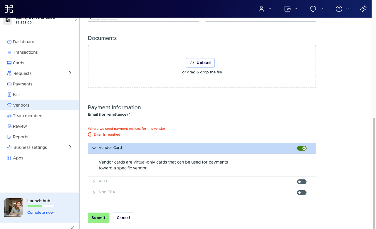 Email is required message under Email (for remittance)