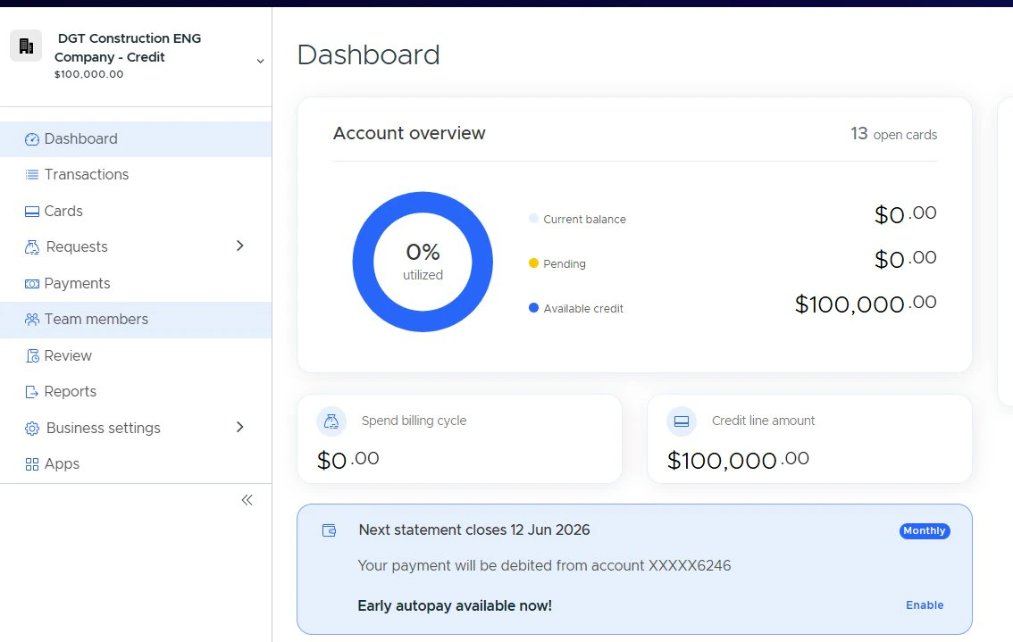 Account overview widget