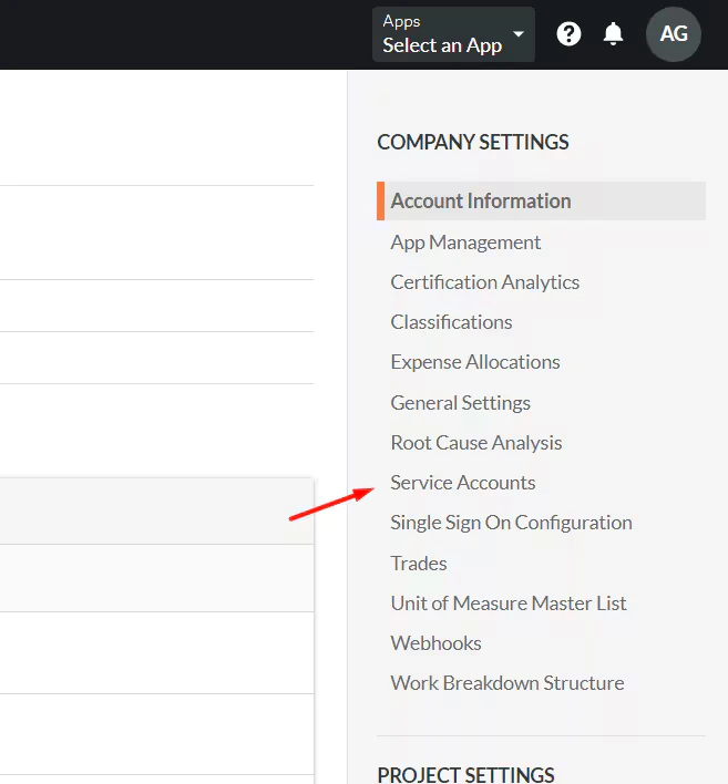 Procore Service Accounts